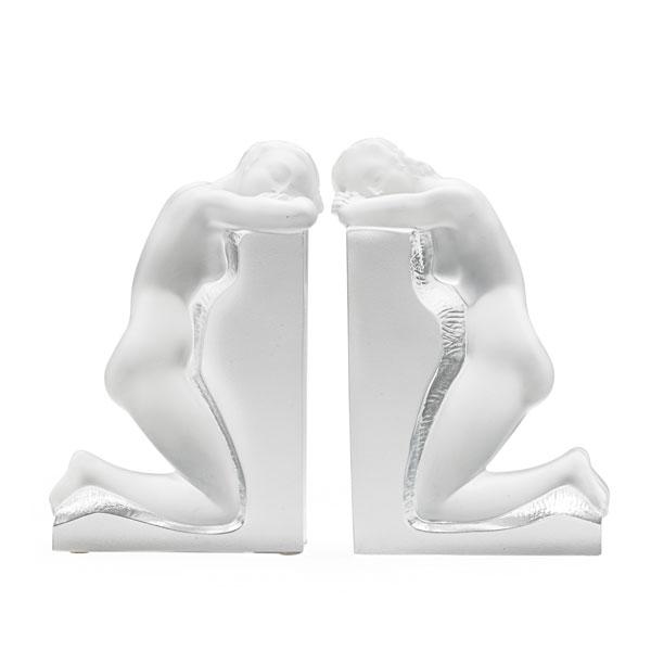 Appraisal: LALIQUE Attr Reverie bookends in frosted glass late th c