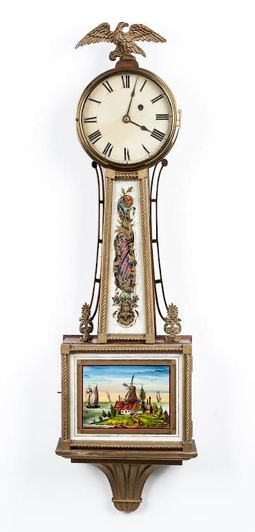 Appraisal: Reverse Painted Banjo Clock DESCRIPTION Reverse painted banjo clock Painted