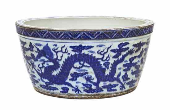 Appraisal: A Chinese Blue and White Porcelain Basin having a deep