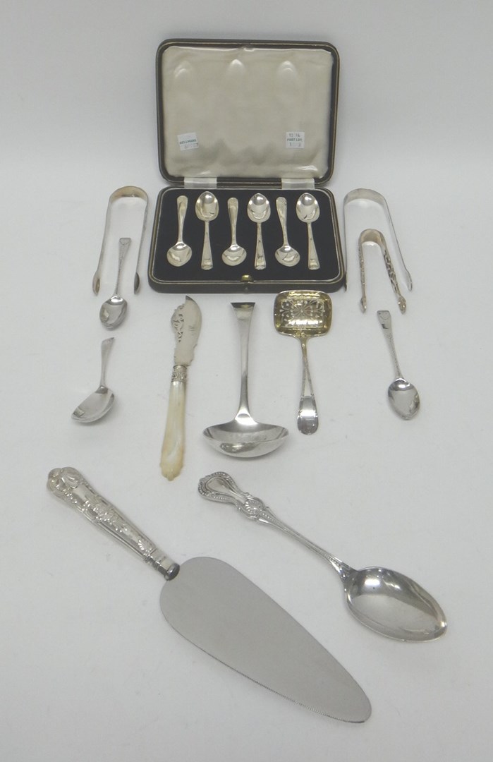 Appraisal: Silver comprising a set of six coffee spoons Sheffield cased