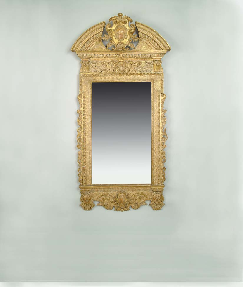 Appraisal: GEORGE II CARVED GILT WOOD MIRROR Circa The rectangular upright