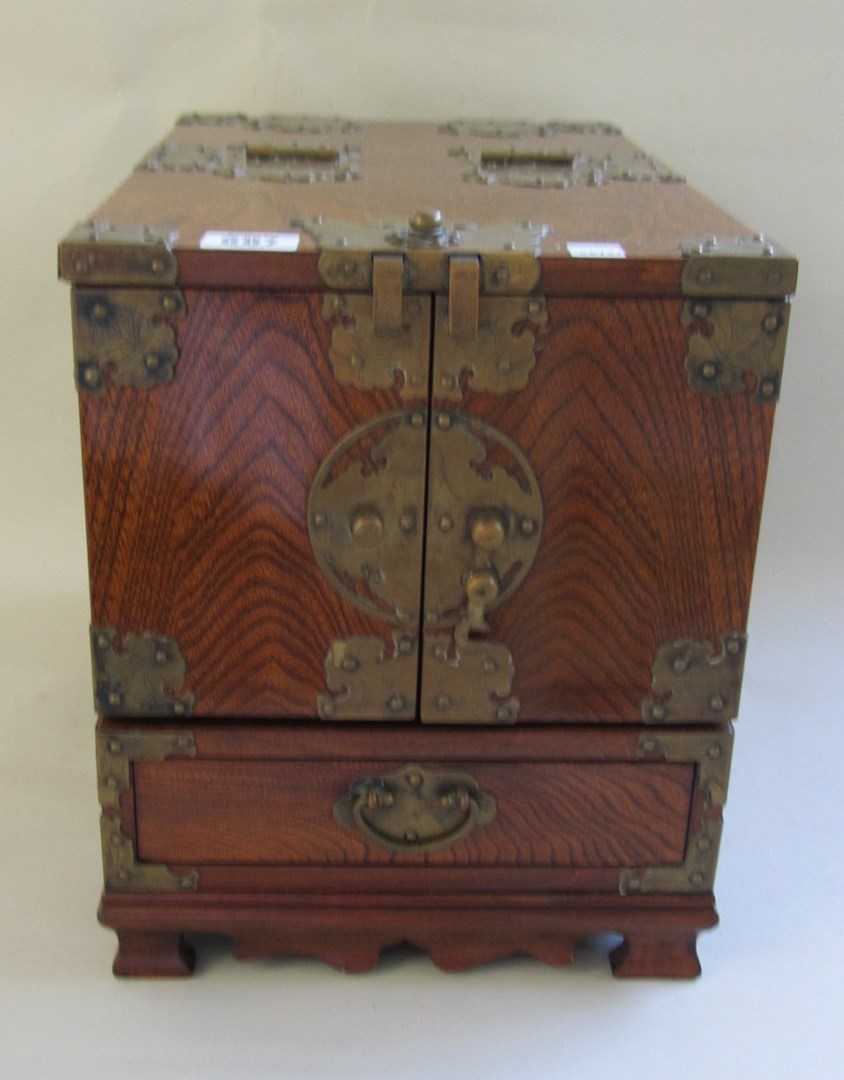 Appraisal: An early th century Eastern brass bound elm table top