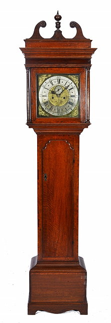 Appraisal: A GEORGIAN OAK EIGHT DAY LONG CASE CLOCK the square