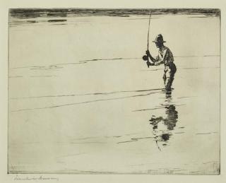 Appraisal: Frank W Benson - Casting For Salmon signed Frank W