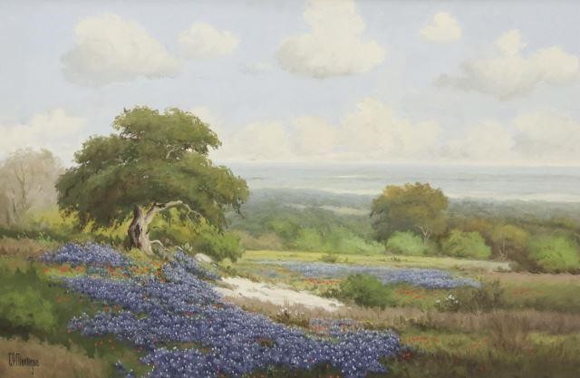 Appraisal: Framed oil on canvas painting Landscape with Live Oaks and