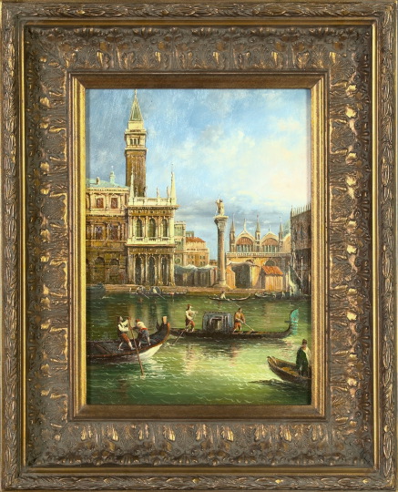 Appraisal: Italian School st Century Gondolas on a Venetian Waterway oil