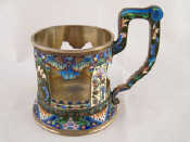 Appraisal: A Russian cloisonne enamelled silver gilt tea glass holder in