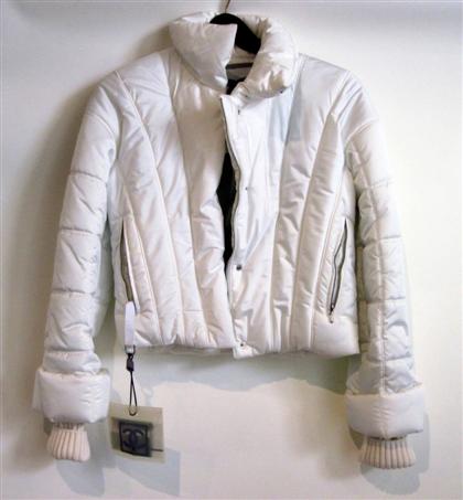 Appraisal: Quilted white ski parka ChanelWinter white short fitted parka exterior