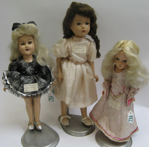 Appraisal: THREE ALL COMPOSITION CHARACTER DOLLS C Mary Hoyer doll Beauty