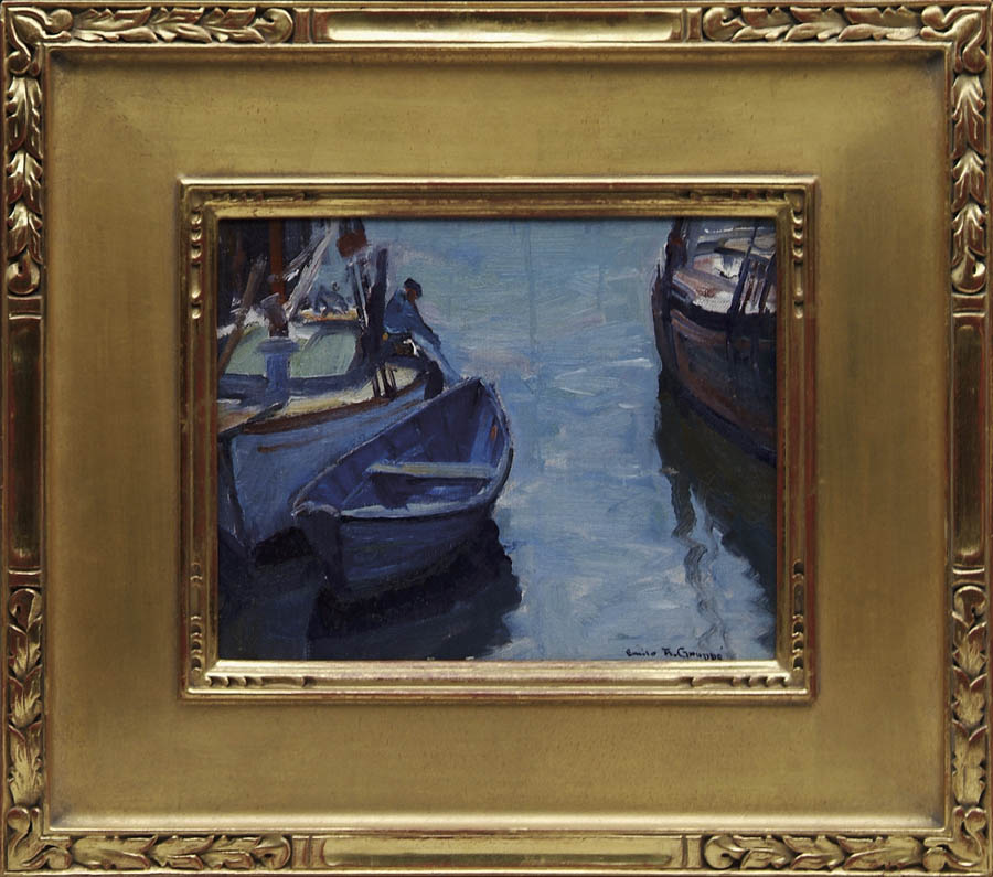 Appraisal: EMILE ALBERT GRUPPE American - TENDING THE BOATS Oil on