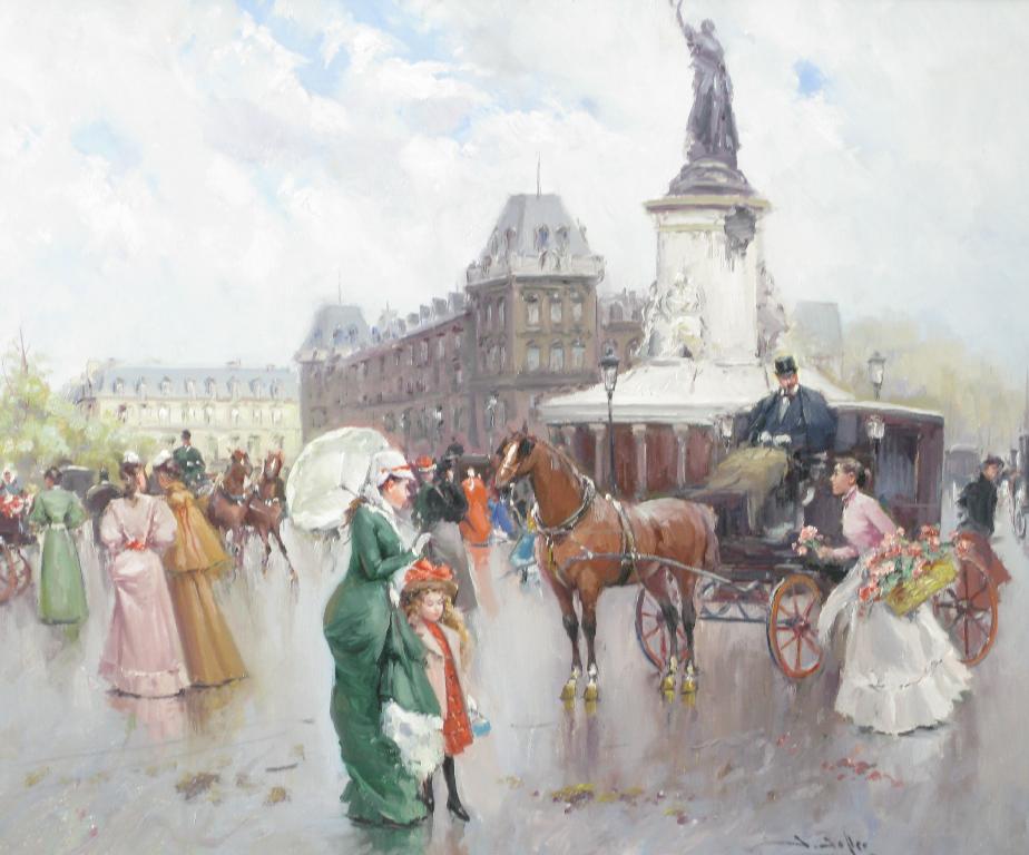 Appraisal: JUAN SOLER On a Paris Street signed oil on canvas