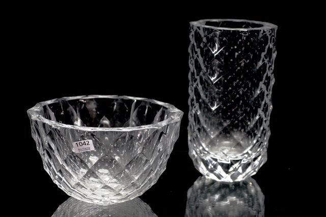 Appraisal: Two Orrefors crystal vases by Beryl Johansson