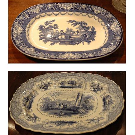 Appraisal: Two English Blue and White Transfer Decorated Porcelain Platters Estimate