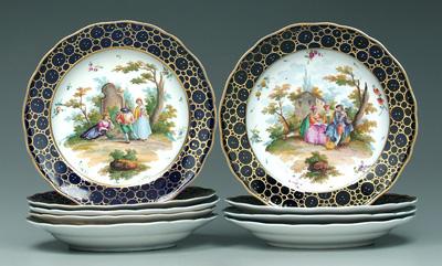 Appraisal: Nine Meissen shallow bowls each with different hand painted scene