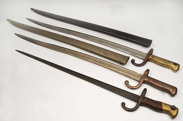 Appraisal: A TH CENTURY FRENCH STEEL PLATED BAYONET with brass handle