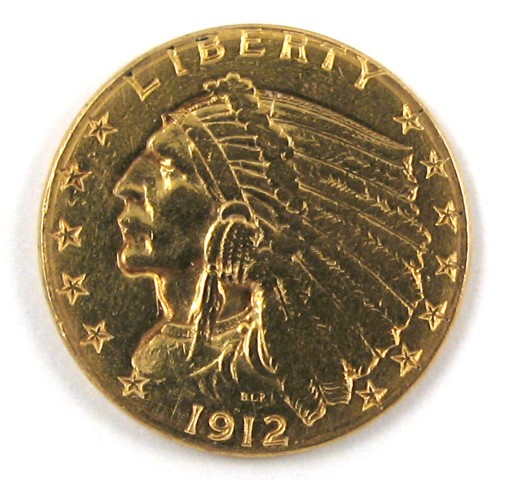 Appraisal: U S TWO AND ONE-HALF DOLLAR GOLD COIN Indian head