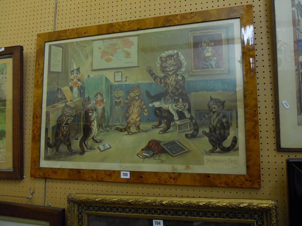 Appraisal: A late th century coloured print after Louis Wain showing