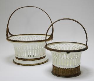 Appraisal: C French Porcelain Brass Mounted Baskets FRANCE FIRST-THIRD QUARTER TH