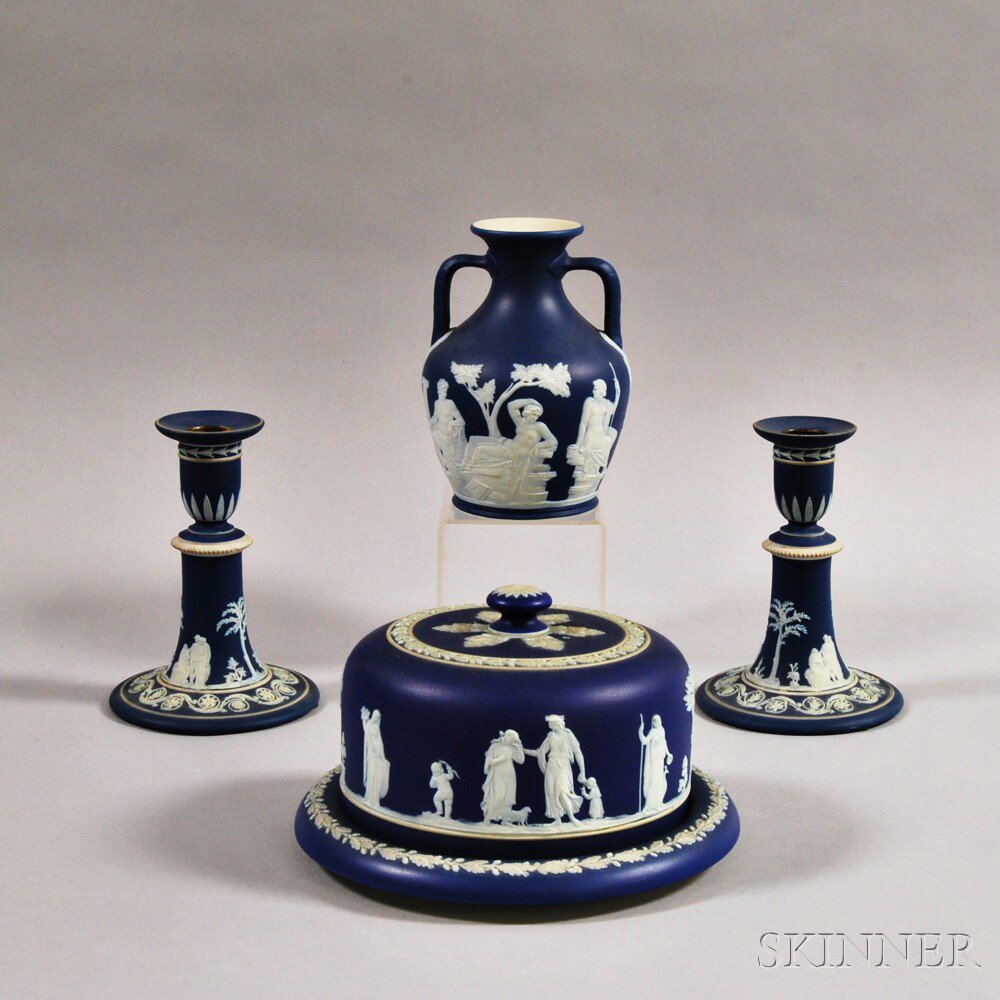 Appraisal: Five Wedgwood Dark Blue Jasper Items th th century a