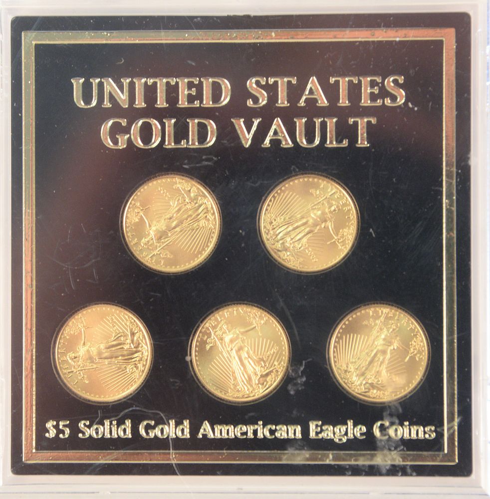 Appraisal: Five Gold Eagles oz each Five Gold Eagles oz each