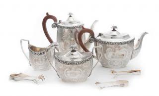 Appraisal: An English Silver-Plate Four Piece Tea and Coffee Service Ellis-Barker