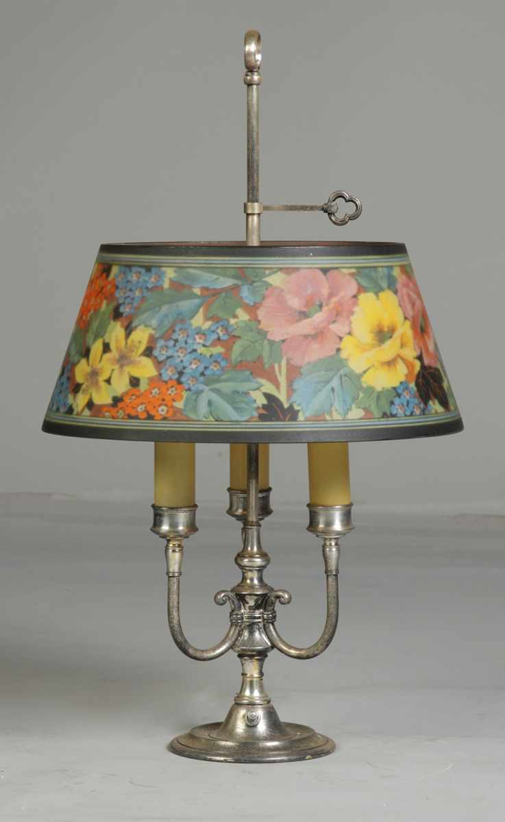 Appraisal: Pairpoint Reverse Painted Lamp with Flowers Base Sgn Pairpoint D