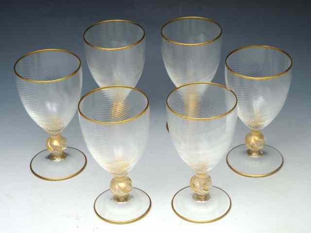 Appraisal: SIX CONTINENTAL WRYTHEN WINE GLASSES and ten other similar glasses