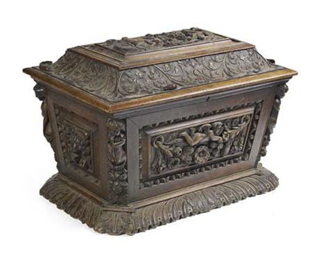 Appraisal: An early th century Continental carved oak cellarette In the