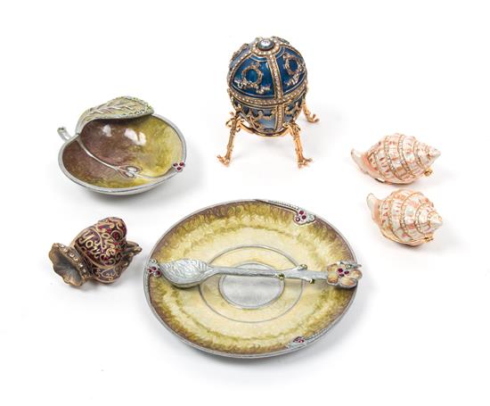 Appraisal: Sale Lot Seven Miscellaneous Jeweled and Enameled Ornaments comprising a