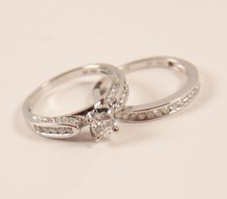 Appraisal: K WHITE GOLD PIECE DIAMOND BRIDAL SET HAVING CT ROUND