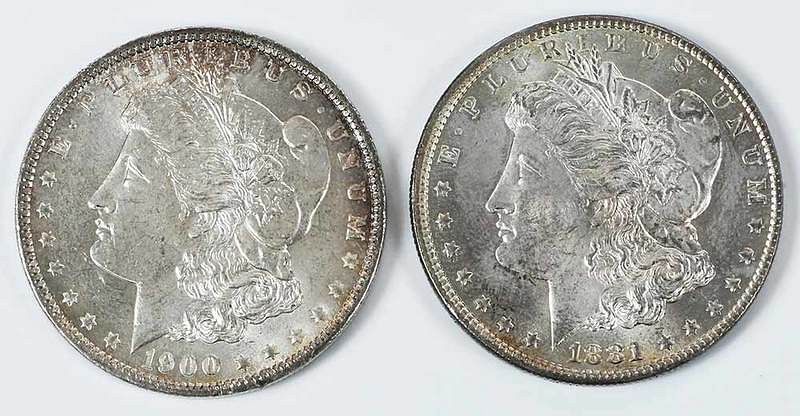 Appraisal: Pair of New Orleans Morgan Dollars -O -O some doubling