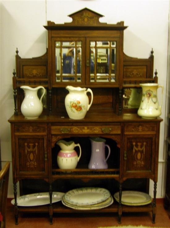 Appraisal: A VICTORIAN MAPLES INLAID ROSEWOOD DISPLAY CABINET with two panelled