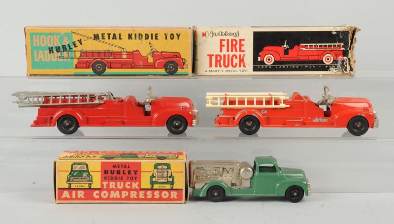 Appraisal: Lot Of Hubley Fire Trucks Air Comp Truck All are