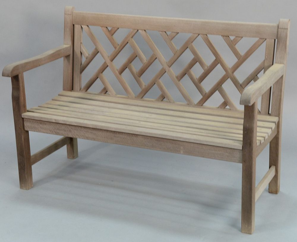 Appraisal: Teak outdoor chinese Chippendale style bench Teak outdoor chinese Chippendale