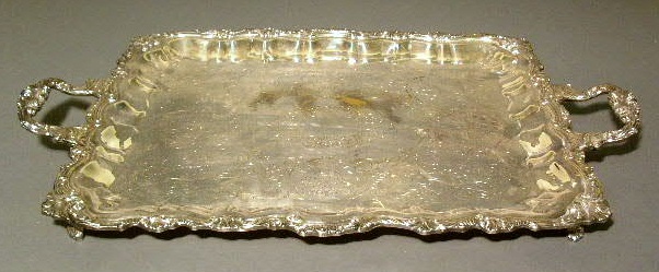 Appraisal: Silverplate Chippendale style tray x