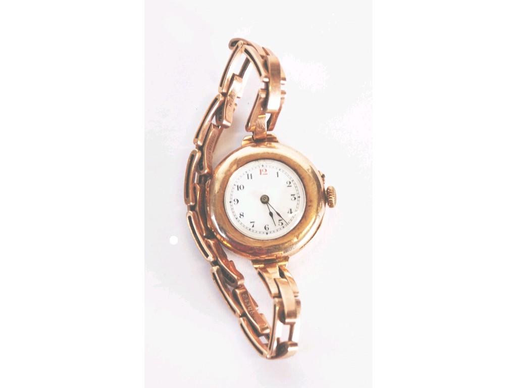 Appraisal: LADY'S 'DREADNOUGHT' CT GOLD SWISS WRIST WATCH with white dial