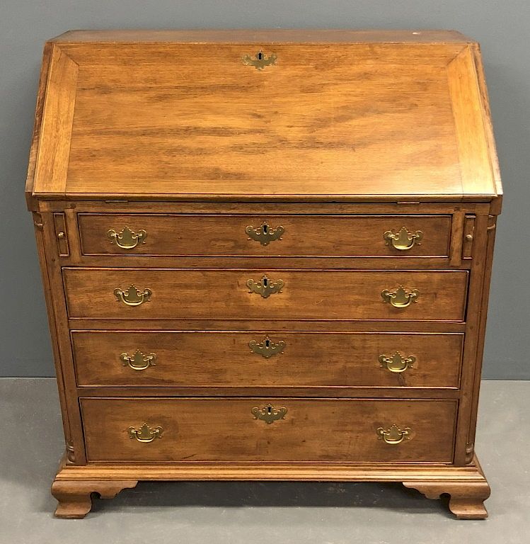 Appraisal: Pennsylvania Chippendale Walnut Slant Lid Desk Pennsylvania Chippendale walnut slant