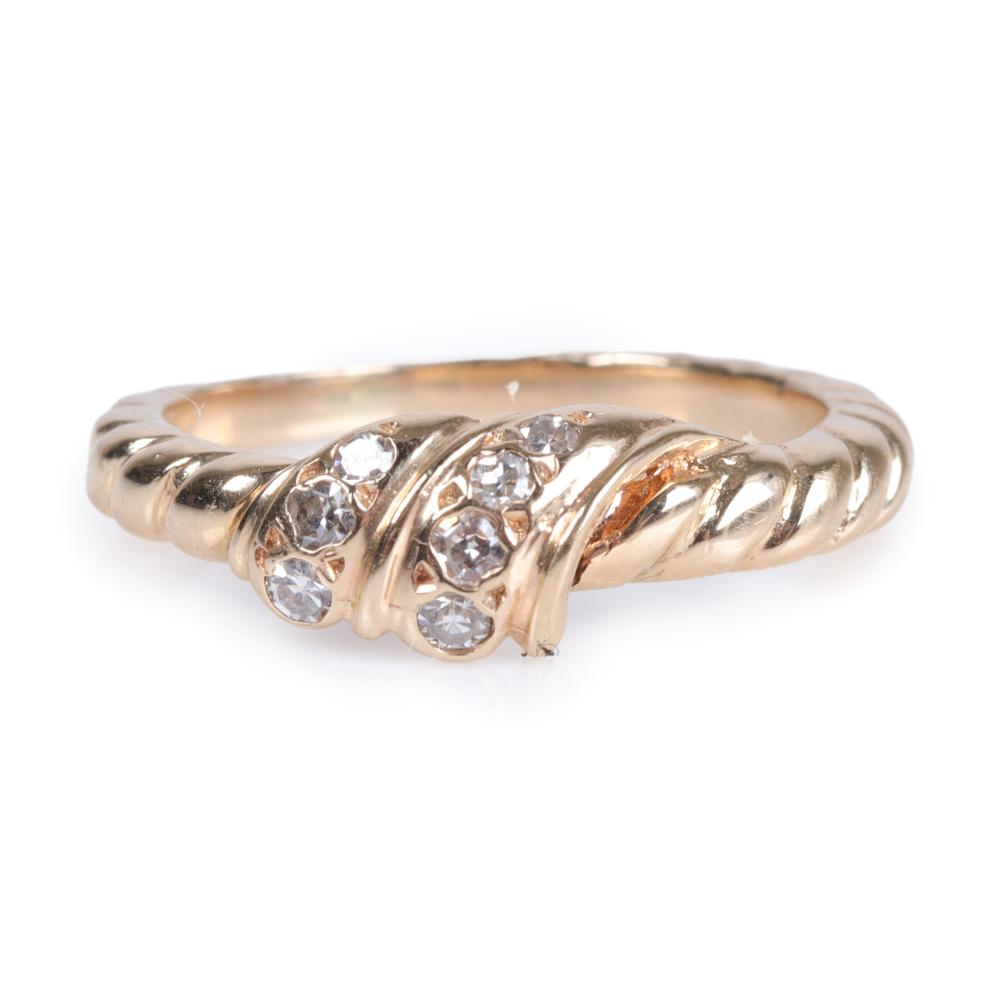 Appraisal: Retro k yellow gold diamond statement ring with rope twist