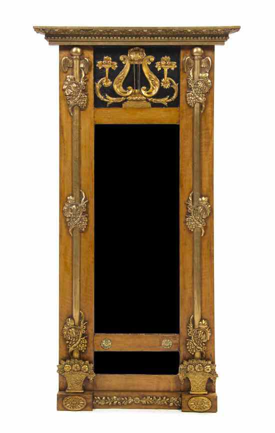 Appraisal: A Continental Neoclassical Birch and Parcel Gilt Pier Mirror having