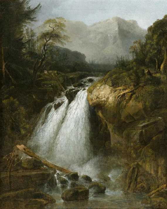 Appraisal: W ST HEINRICH JOHANN Zurich Waterfall Oil on canvas x