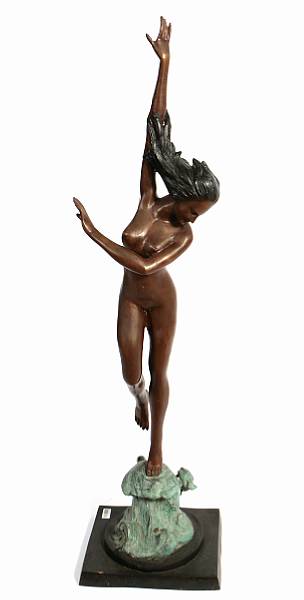 Appraisal: A contemporary patinated-bronze figure of a nude height ft in