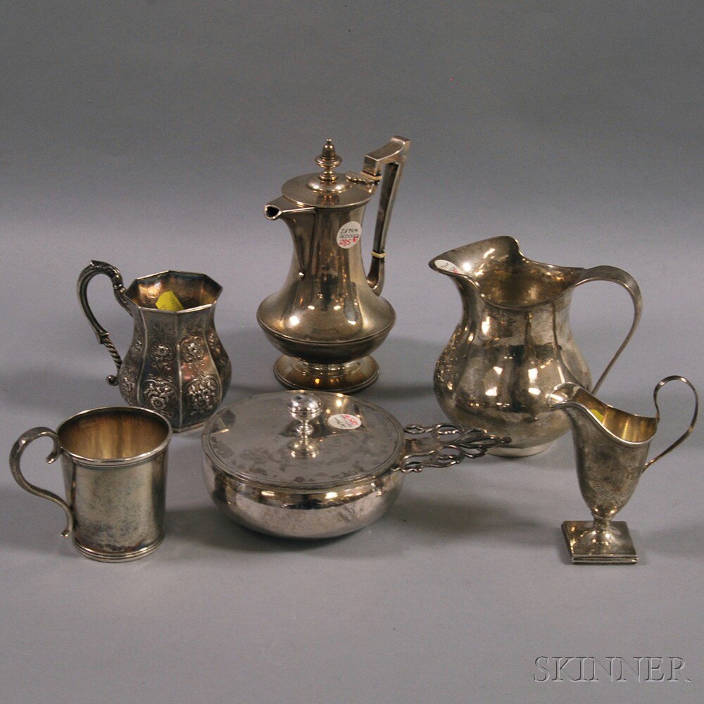 Appraisal: Six Pieces of Coin and Sterling Silver Tableware a Webb