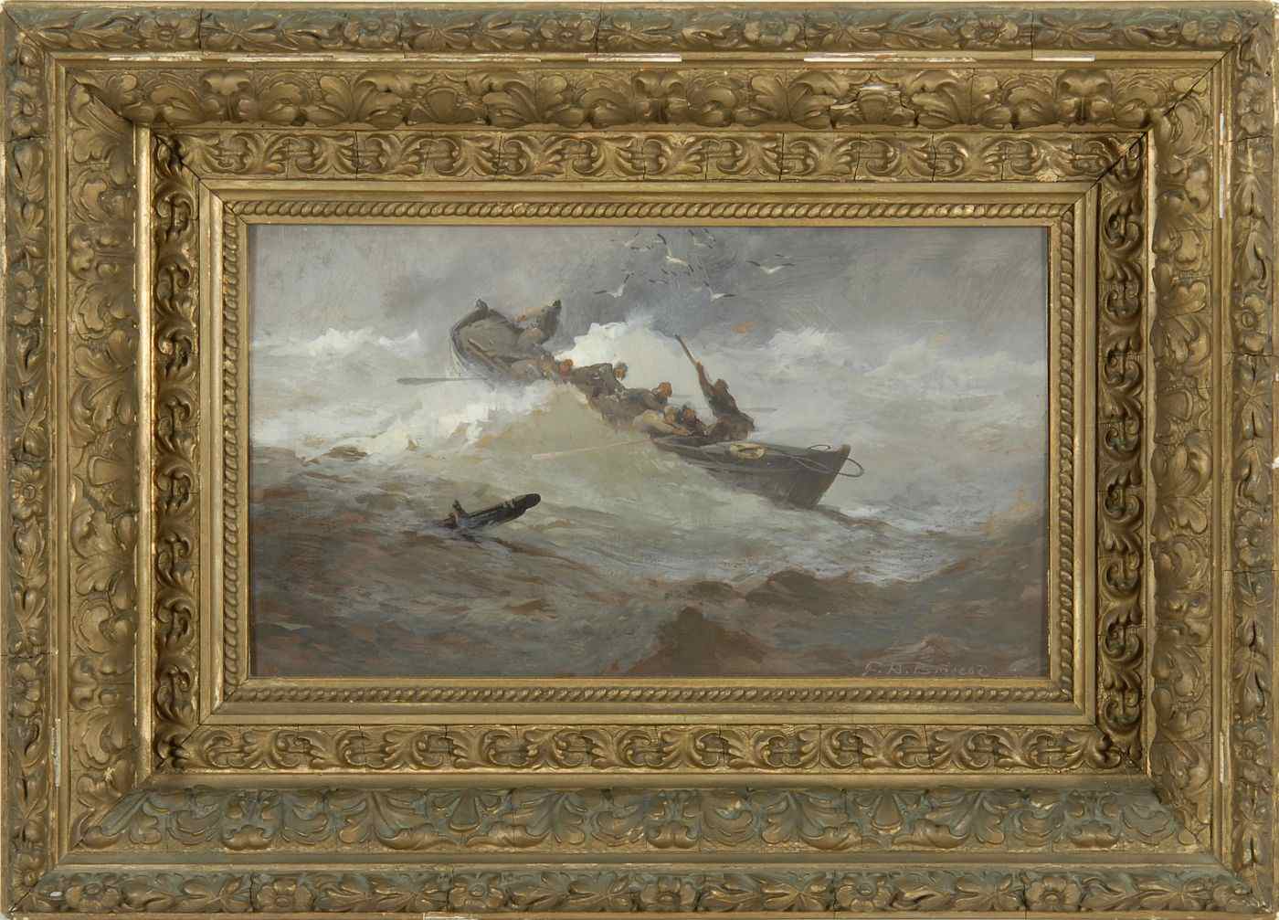 Appraisal: FRANKLIN DULLIN BRISCOEAmerican - Going to the Wreck'' depicting eight