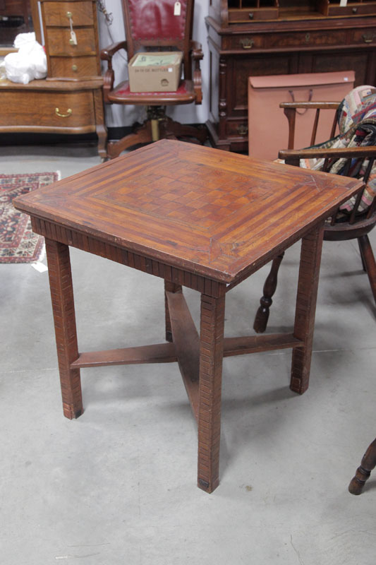 Appraisal: FOLK ART GAME TABLE Mixed woods having gameboard and star