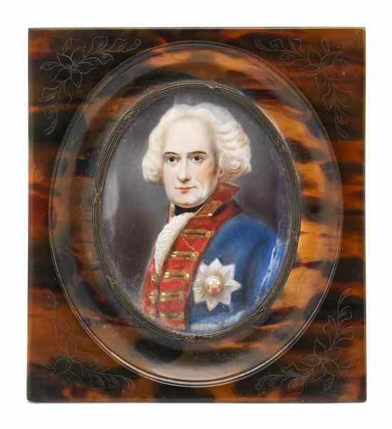 Appraisal: A Continental Portrait Miniature on Ivory H Day depicting a