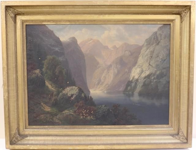 Appraisal: OTTO SOMMER - OIL ON CANVAS DEPICTINGA MOUNTAIN LAKE SCENE