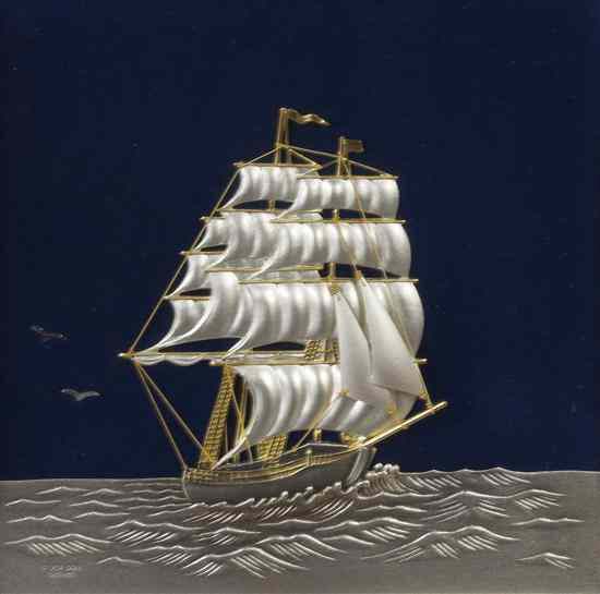 Appraisal: A Japanese Silver Model of a Clipper Ship Takehiko depicting