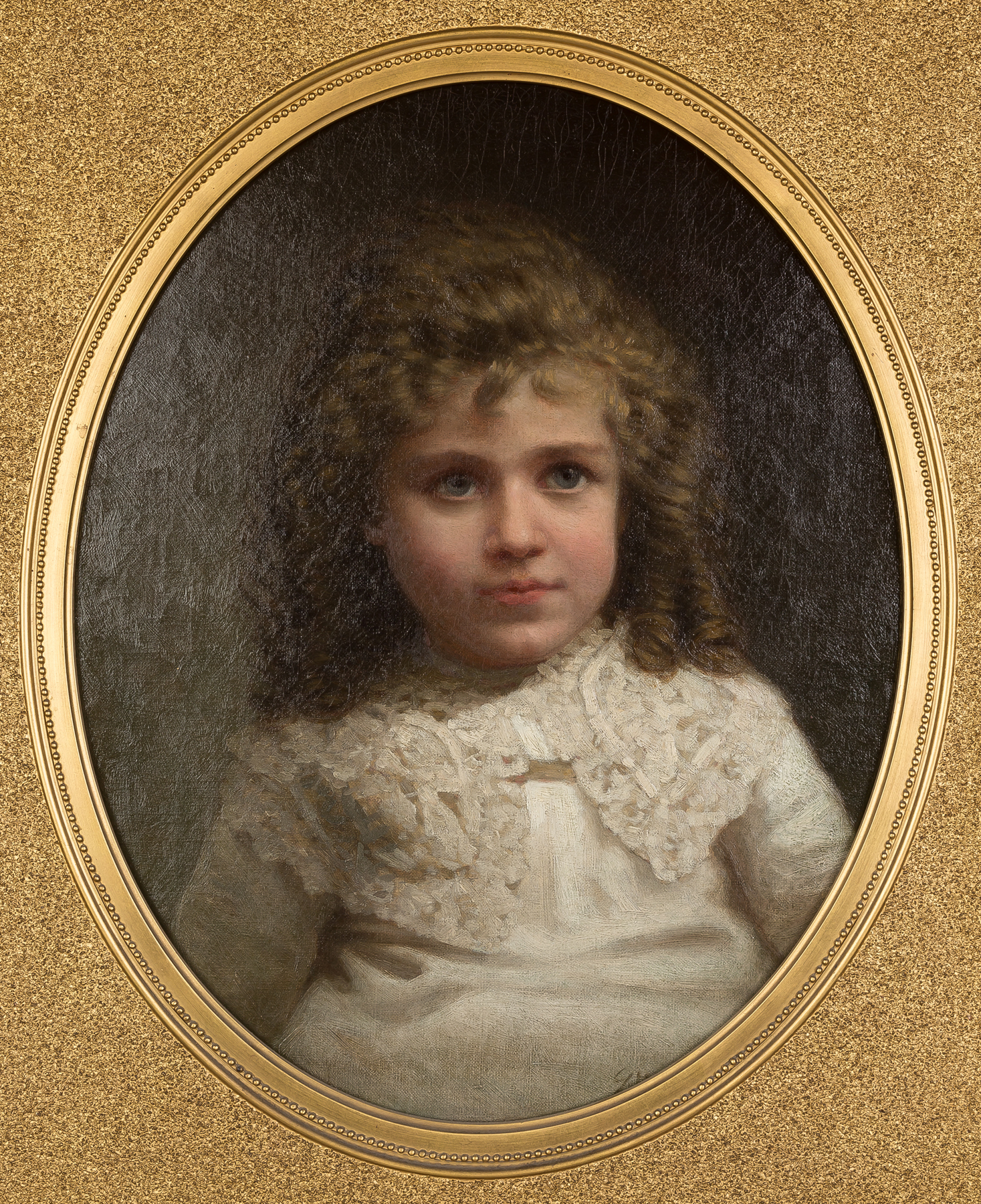 Appraisal: George Waters Portrait of young girl in lace dress Signed