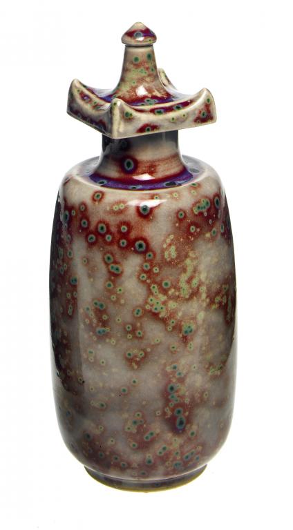 Appraisal: A RUSKIN HIGH FIRED SCENT BOTTLE AND COVER of shouldered