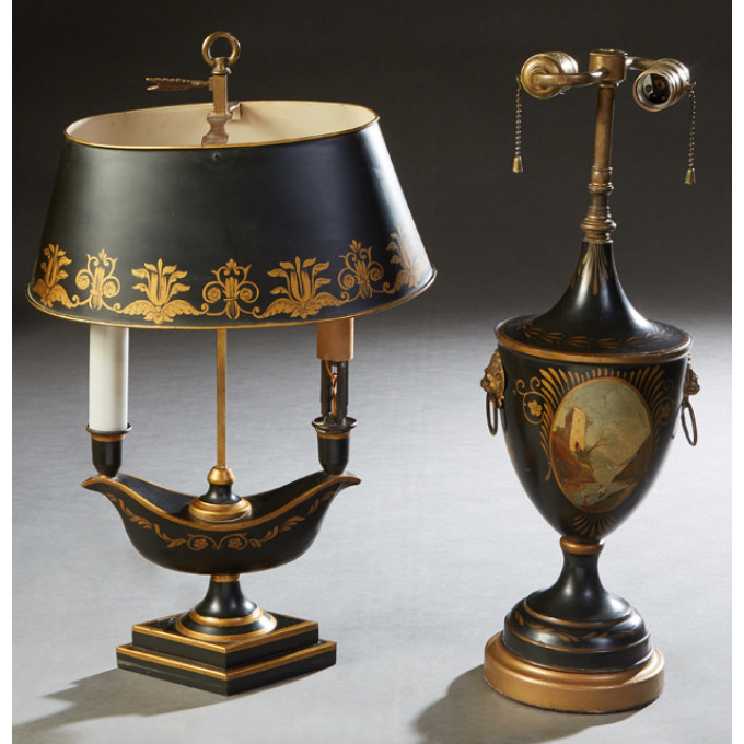 Appraisal: Two Tole Table Lamps th c one of urn form